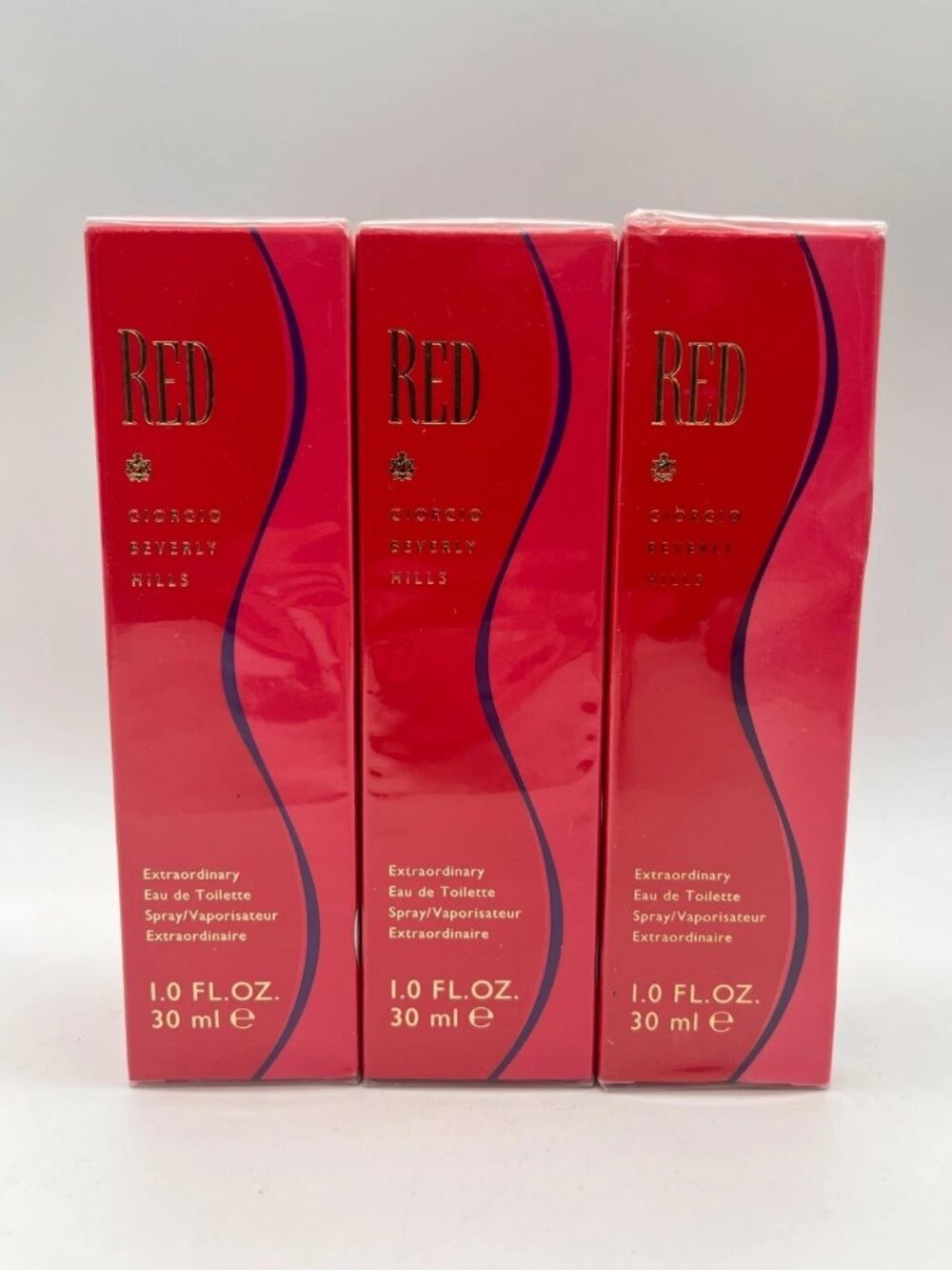 3x GIORGIO BEVERLY HILLS RED EXTRAORDINARY EDT SPRAY WOMEN 1oz EA SEALED MR 875